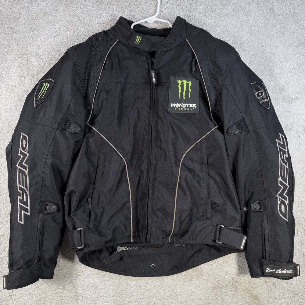 Monster Energy O'Neal Jacket Mens Medium Black Moto Racing Fred Andrews Padded